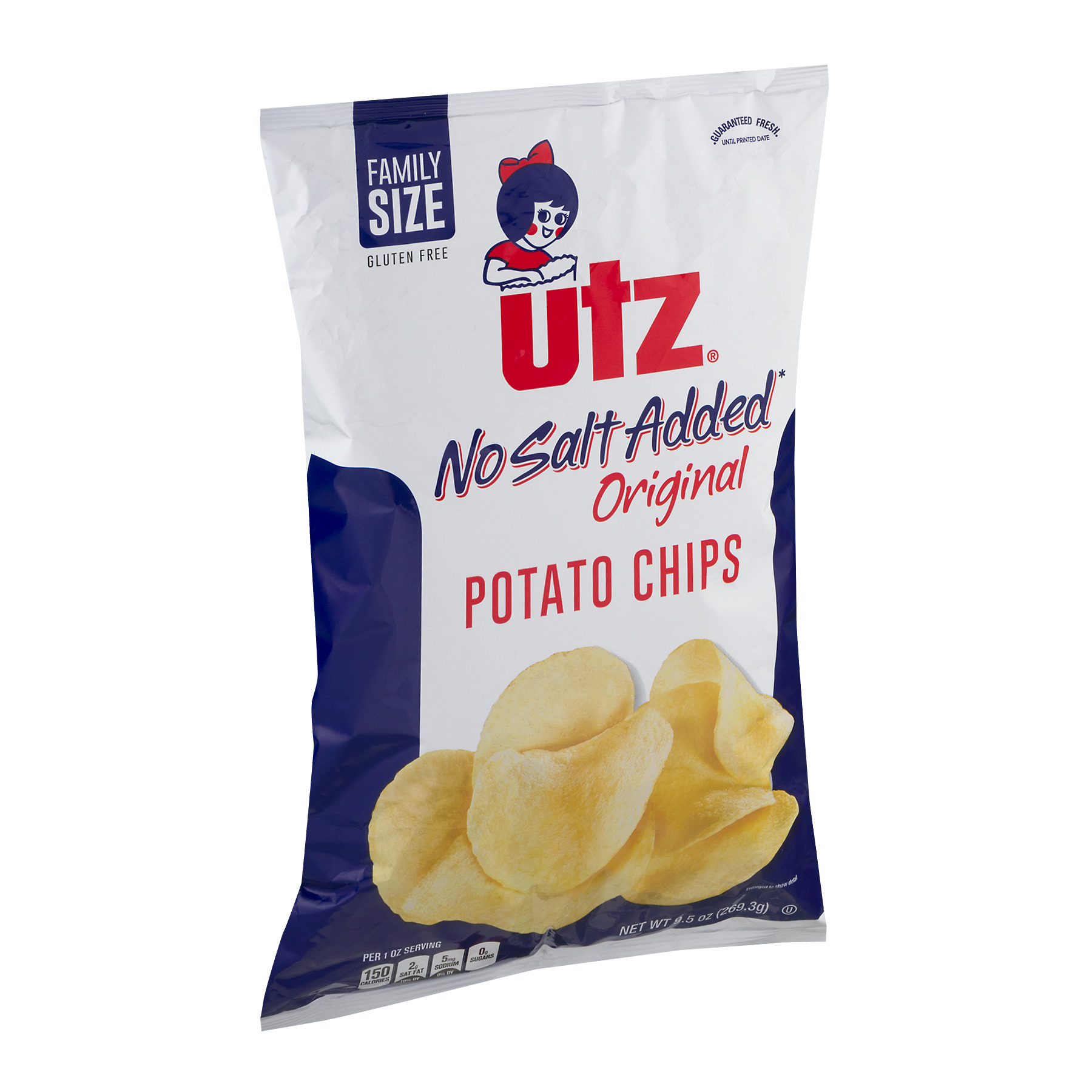 Utz No Salt Added Original Potato Chips, 9.5 Oz. - Walmart.com