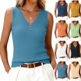 thumbnail image 2 of Womens Sleeveless Sweater Vest V Neck Button Down Casual Loose Knit Summer Trendy Tank Tops,Light Blue XXL, 2 of 6