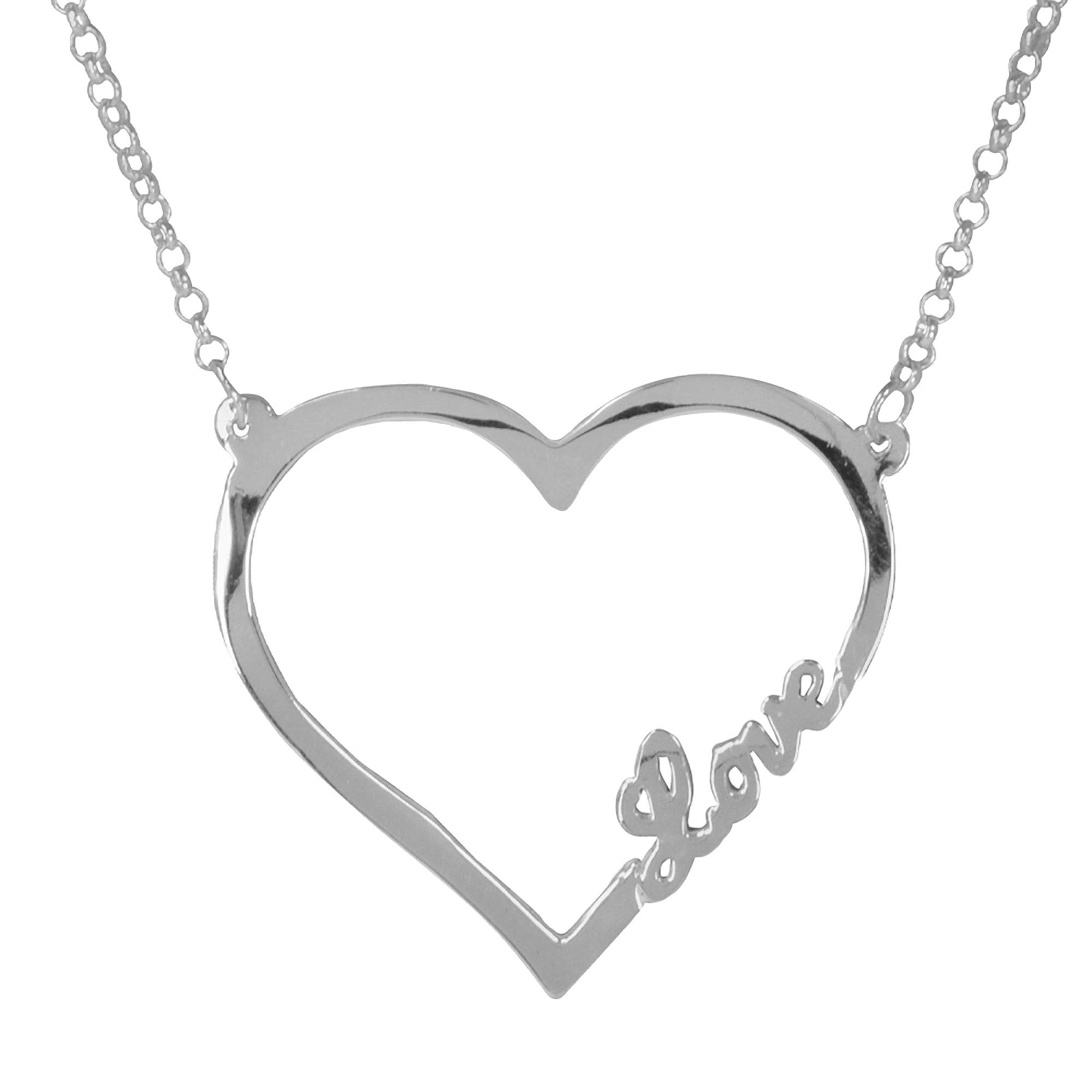 Open Heart "Love" Sterling Silver Necklace