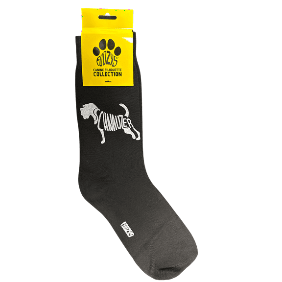Novelty Crew Socks with Silhouette Schnauzer Dog Print, One Size Fits Most Women, Men, Funny, Cute Gift Idea for Dog Lovers, Comfortable, Stylish, Perfect for Daily Wear, Black