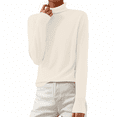 thumbnail image 6 of Turtle Neck Sweater for Women Winter Warm Wool Knit Sweater Casual Long Sleeve Pullover Turtleneck Sweaters Beige XL, 6 of 6