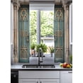 thumbnail image 2 of Turquoise Vintage Door Sheer Curtains 45 Inch Length 2 Panels Set for Living Room/Bedroom, Countryside Barn Abstract Art Kitchen Curtains Grommet Semi-Sheer Curtains Window Treatments 42"x45"x2, 2 of 7