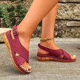thumbnail image 6 of CYMMPU Women's Crisscross Strap Slingback Wedge Sandals, Open Toe Slip On Platform Walking Shoes, Casual Summer Daily Footwear Wine 39, 6 of 9