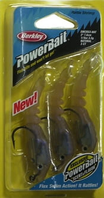 Berkley PowerBait Saltwater Rattle Shrimp Fishing Bait, Natural, 3 in.