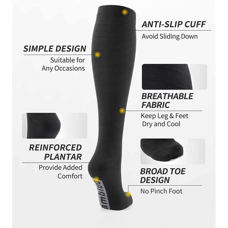 Cambivo Compression Socks for Women and Men 3 Pairs, 20-30mmHg Knee High  Socks for Running, Travel, Athletics, Nurse, Flight 