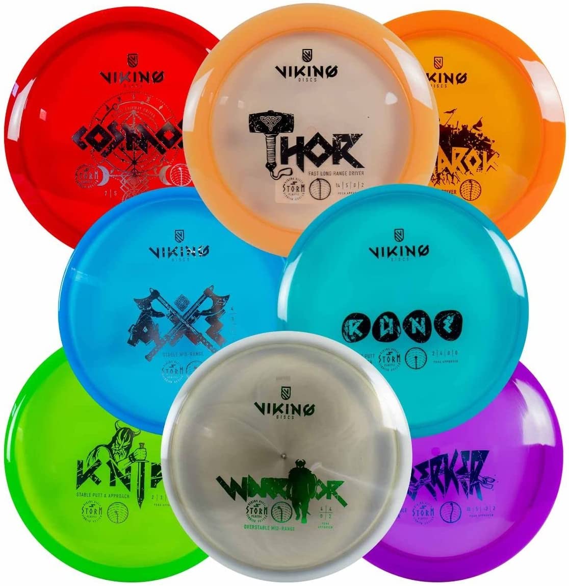 Viking Discs 8Disc Disc Golf Set Durable Storm Plastic Disc Golf