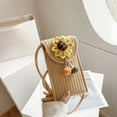 thumbnail image 3 of Bolsa Mini bandolera tipo mensajero de punto, bandolera con trenza de girasol (café) JShteea Para Estrenar, 3 of 5