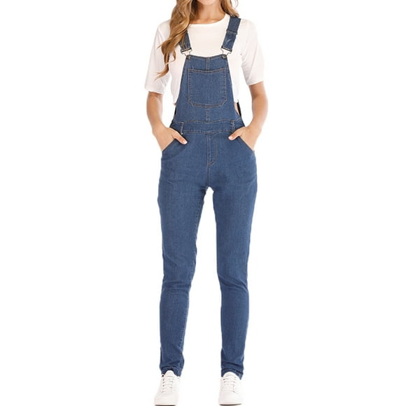 JDinms Women's Classic Adjustable Strap Denim Bib Overall