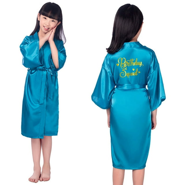 Girls Sleepwear For Girls Party Robe with Gold Print Kimono Style Colorful Nightwear Ideal For Summer Celebrations