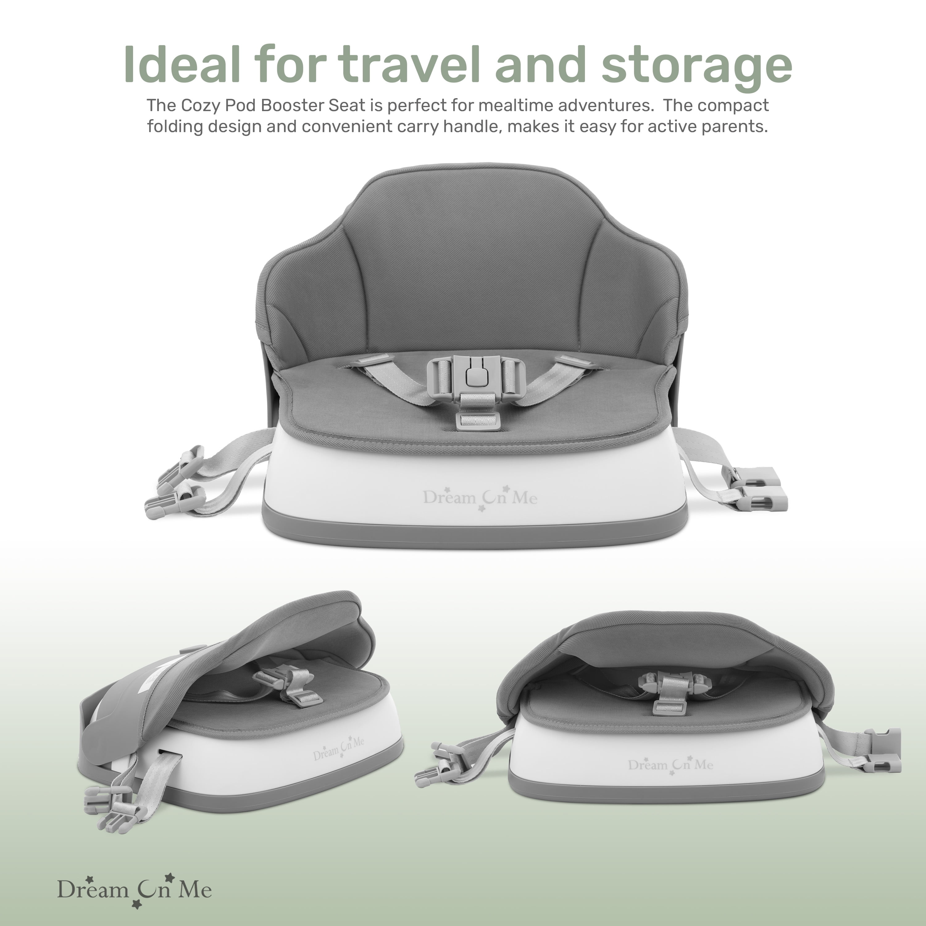 Dream On Me Cozy Pod Booster Seat with Removable Cover, Grey