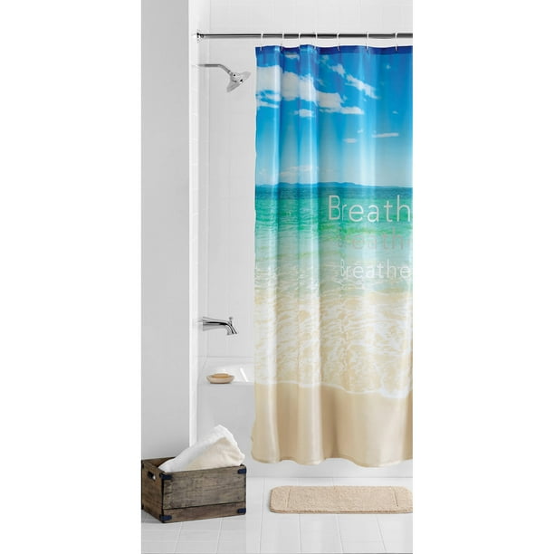 Mainstays Breathe Beach Polyester Printed Fabric Shower Curtain, 1 Each