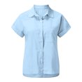 thumbnail image 4 of Frontwalk Ladies Blouse Button Down Tops Lapel Neck Shirts Women Casual Tunic Shirt Short Sleeve Light Blue M, 4 of 6