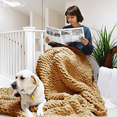 thumbnail image 4 of Comtest Chunky Knit Throw Blanket Chenille, Khaki, 40"x40"(Single Sofa), 4 of 7