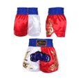thumbnail image 6 of LiiYii Kids Muay Thai Shorts Boys Elastic Waistband Boxing Trunks MMA Kickboxing Training Shorts Kick Blue&White&Red S/140, 6 of 6