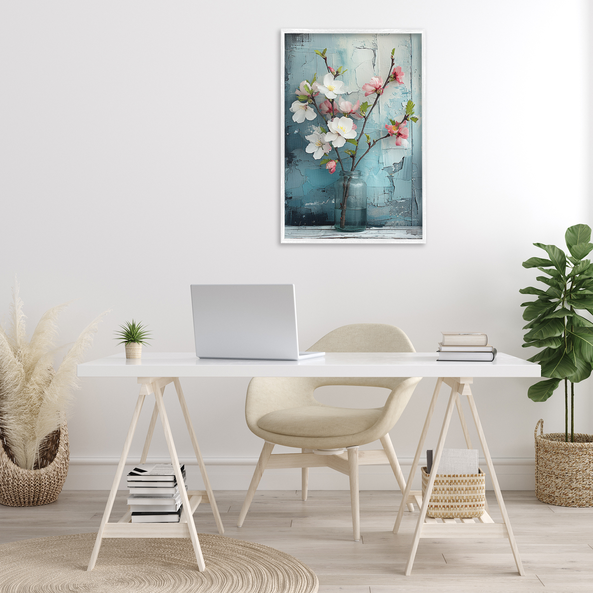 Stupell Industries Distressed Magnolia Vase Botanical & Floral Painting White Framed Art Print Wall Art, 20 x 30