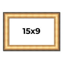 15x9 Frame Gold Plein Aire Solid Wood Picture Frame Width 2 Inches | Interior Frame Depth 0.5