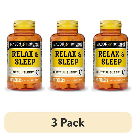 (3 pack) Mason Natural Relax & Sleep Dietary Supplement - 90 Tabs, Soy-Free and Gluten-Free