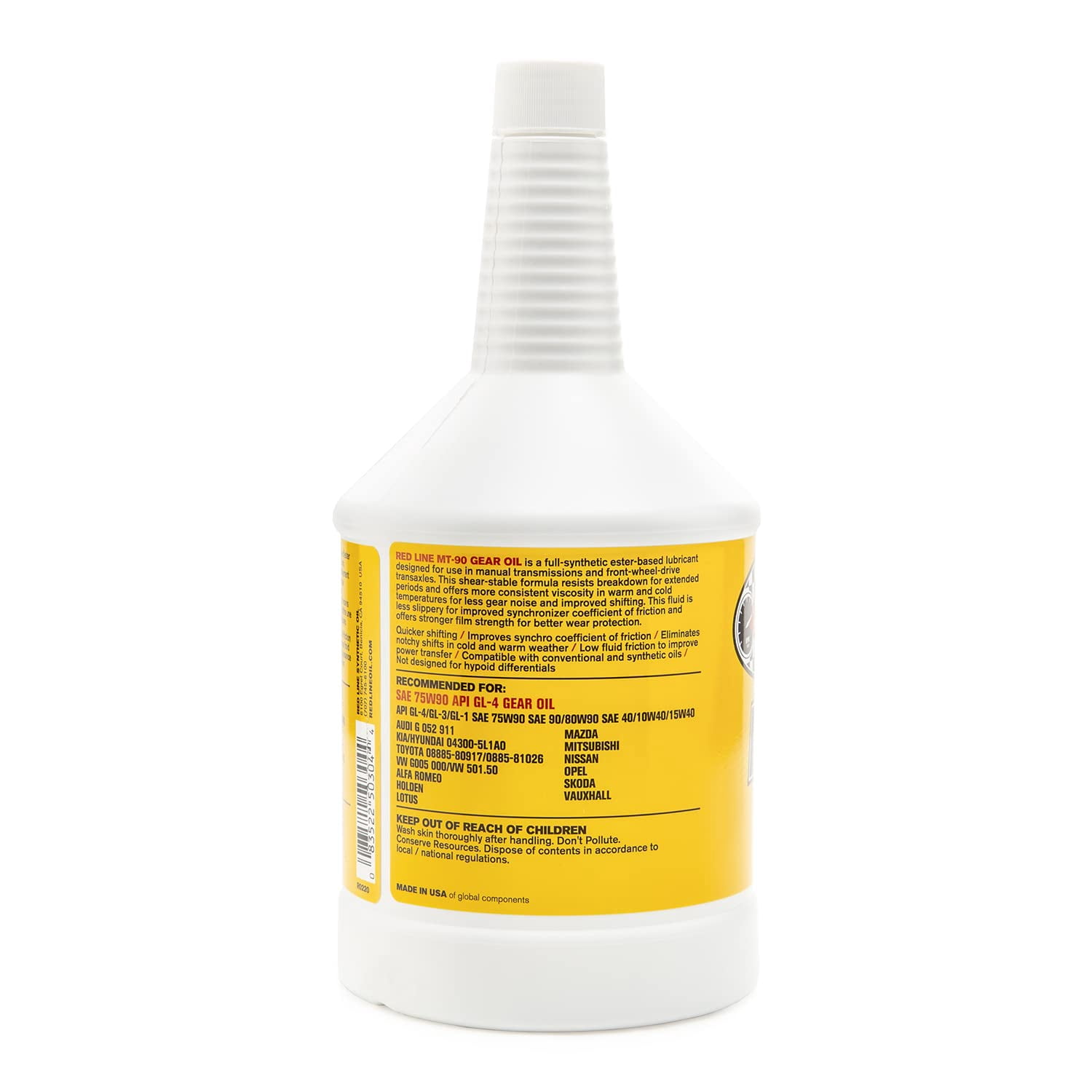 Red Line 50304 MT-90 75W-90 GL-4 Manual Transmission and Transaxle Lubricant (MTL)- 1 Quart