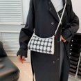 thumbnail image 3 of Bolso bandolera para mujer Bolso de hombro con patrón de cuadros Bolso de mano (Blanco), 3 of 8