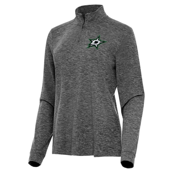 Women's Antigua  Heather Black Dallas Stars Mentor Quarter-Zip Mock Long Sleeve Top