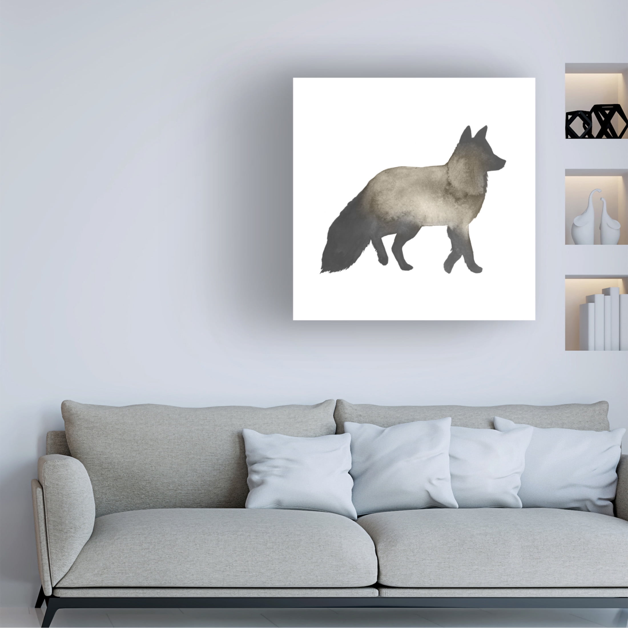 Canvas Wall Art - Grace Popp 'Sepia Animal Silhouette II' Wall Art for Living Room, Bedroom, or Office Décor by Trademark Fine Art - 18 x 18 Inches
