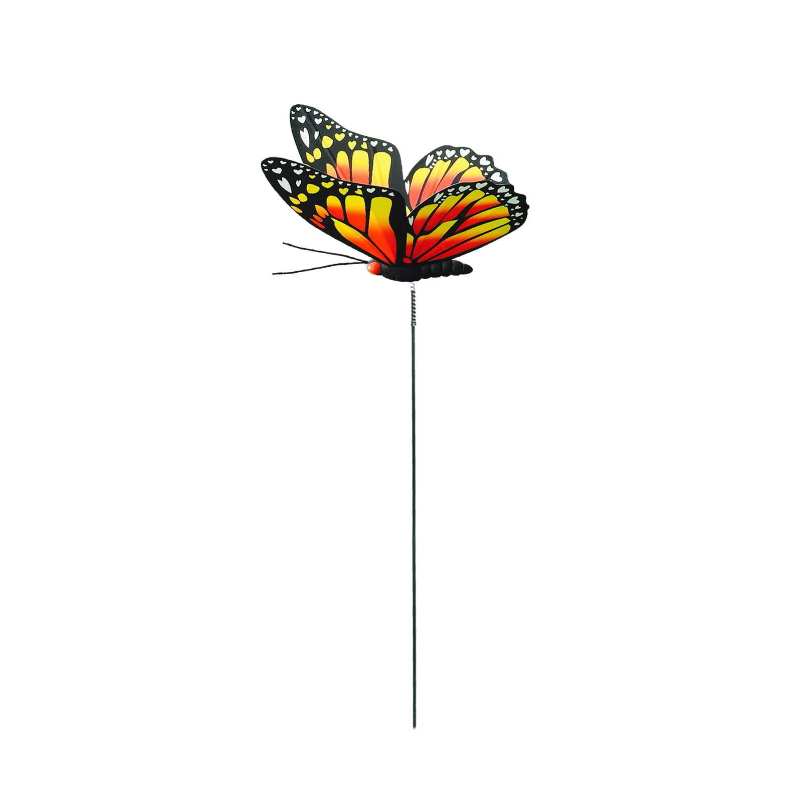 Mainstays Butterfly Garden Stakes *2 PACK* Vibrant Glass Wings Green w/ orange