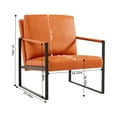 thumbnail image 2 of Leather Accent Chair,PU Leather Armchair Single Sofa Chair with Extra-Thick Padded Backrest and Seat Cushion,Living Room Chair with Metal Frame Extra-Large Lounge Chair for Living Room Bedroom,Orange, 2 of 9