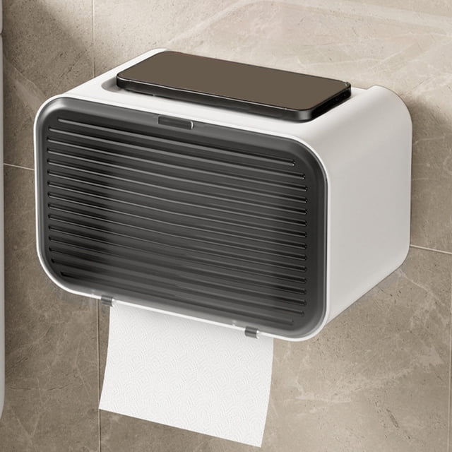 Organizador de caja de pañuelos montado en la pared | Diseño transparente sin orificios - Dispensador de plástico para papel higiénico y rollo de papel | Uso de la cocina, el baño, la sala de estar
