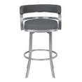 thumbnail image 6 of Gabriele 26" Gray Faux Leather and Black Metal Swivel Bar Stool, 6 of 10