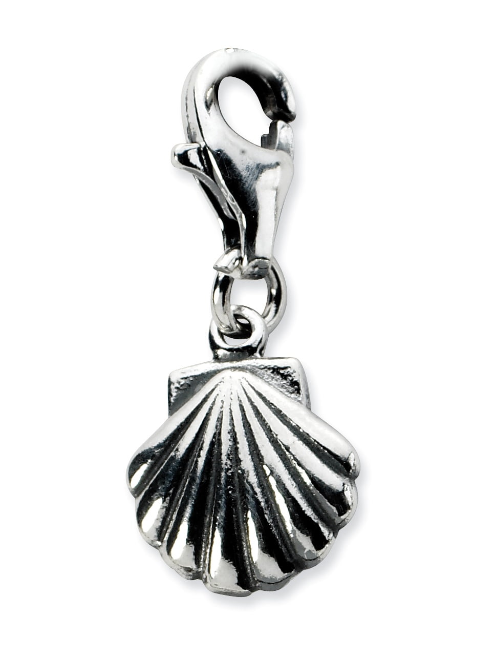 Jewelry Sterling Silver Antiqued Clam Shell With Lobster Clasp