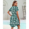 thumbnail image 4 of Robes d'Été pour Femmes Manches Courtes Décontractées Col en V Robe de Plage Mini avec Poches, 4 of 4
