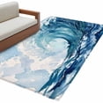thumbnail image 2 of Blue Waves Washable Area Rugs 3'x5', Ocean Nautical Coastal Oil Painting Summer Low Pile Throw Living Room Rug Non-Slip Sturdy Edge Binding Carpet for Indoor Entryway Bedside Kitchen, 2 of 9