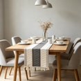 thumbnail image 5 of Linen Striped Table Runner with Fringe, Boho Rope Patchwork Dining Table Decor, Rustic Runner for TV Cabinet Coffee Table Sideboard, 5 of 6