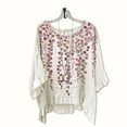thumbnail image 2 of Pompotops Femmes Été Casual Col Rond Manches Courtes Fleur Impression en Vrac Chemise Tops Dégagement, 2 of 3