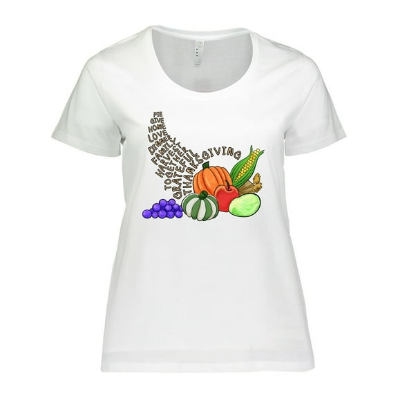 Inktastic Thanksgiving Cornucopia Word Art Women's Plus Size T-Shirt