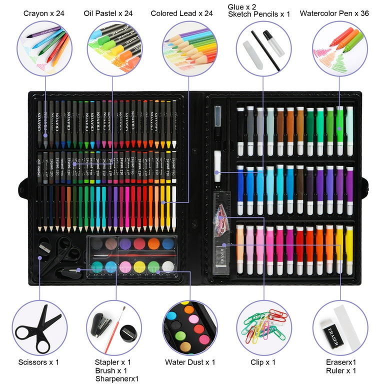 150pcs Kids Art Supplies, Portable Painting & Drawing Art Kit for Kids With  Oil Pastels, Crayons, Colored Pencils, Watercolor Pens Art Set for Girls  Boys Teens -Birthday, Chirstmas, New Year Gift 