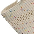 thumbnail image 4 of Verdant Touch Bolsa de paja de un solo hombro, tejido de papiro, gran capacidad, diseño hueco simple, cesta tejida para viajes, vacaciones, puntos coloridos en blanco, multicolor, 60_x_180_cm, 4 of 5
