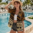 thumbnail image 4 of Uorisanigo Brown Polynesian Matching Couple Outfits Husban and Wife Clothing Men's Button Down Shirt Size L Summer Hawaiian Tops and Chic Women's Short Sleeve Shirts, 4 of 8