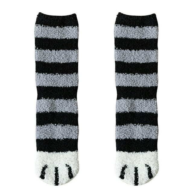 Chaussettes d'Hiver Moelleuses et Chaudes pour Femmes, Imprimé Pattes de Chat Mignon