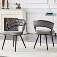 thumbnail image 3 of Dining Chairs Set of 2 Gray Velvet Dining Chairs with Black Legs, Modern Upholstered Accent Chairs for Dining Room & Kitchen,Fabric Dining Chairs, 3 of 19