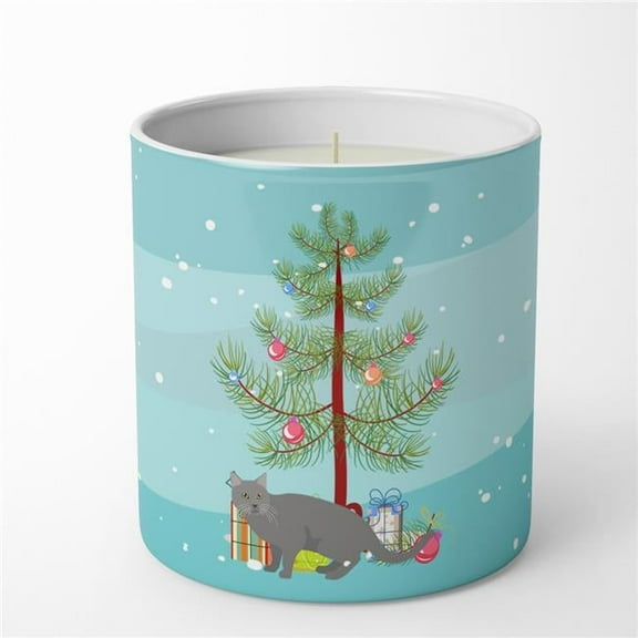 Carolines Treasures CK4582CDL 3.75 x 3.25 in. Unisex Chartreux No.1 Cat Merry Christmas 10 oz Decorative Soy Candle