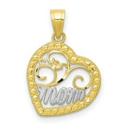 JEWELRY STORES NETWORK 10k Yellow Gold Mom Heart Charm 20 mm x 14 mm