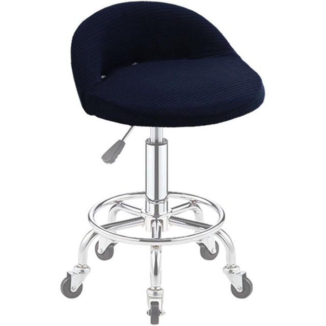 Curved Back Bar Stool Covers 2/4 PCS Stretch Low Back Chair Protectors Modern Solid Color Pub Counter Round Bar Stool Slipcovers for Kitchen Dining Room Cafe(Navy Blue,4PCS)