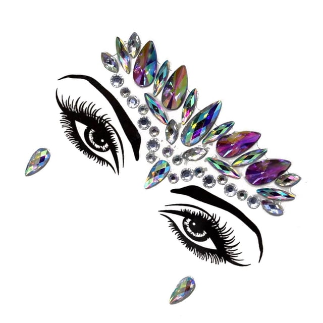 Vogacara Pegatinas autoadhesivas de diamantes de imitación con cuentas ostentosas para la cara de los ojos, decoraciones impermeables para Tratamientos faciales Púrpura claro
