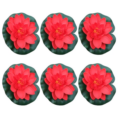 6Pcs Artificial Floating Pond Plant Decorations for Garden Pond Artificial Floating Flower with Leaf Pad