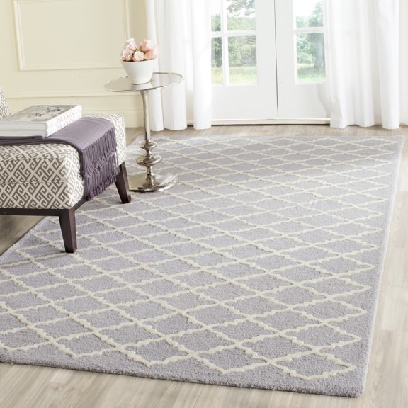 SAFAVIEH Cambridge Karen Geometric Wool Area Rug, Silver/Ivory, 6' x 9'