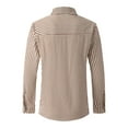 thumbnail image 5 of Shirts For Men Striped Long Sleeve Button Down Lapel Blouses Casual Outdoor Comfortable Loose Fall Tops Brown L, 5 of 5