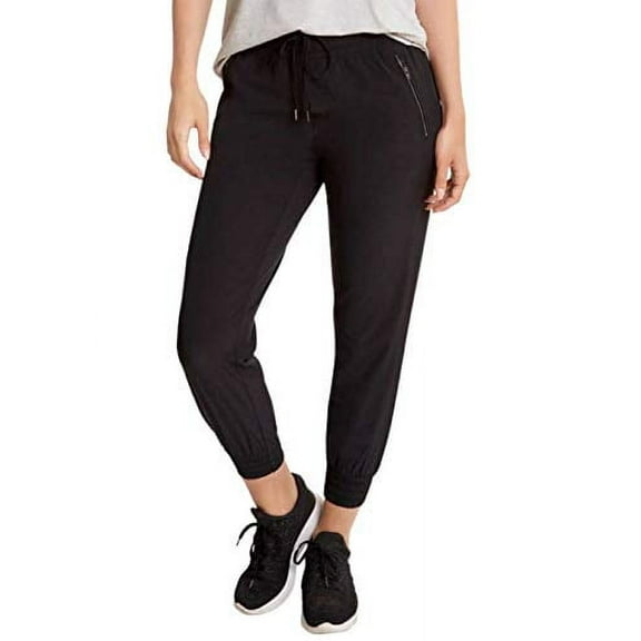 Danskin Women's Zip Back Jogger (Rich Black, Medium)