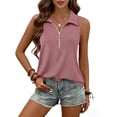 thumbnail image 4 of Wowcloth Ribbed Tank Top for Woman, Solid Color Collared Loose Fit, Summer Casual Sleeveless for Daily Wear, 4 of 8