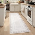 thumbnail image 3 of Modern Runner Rug 2x6 Low Pile Washable Rug – Modern Geometric Bordered Solid Area Carpet with TPR Non Slip Backing, Soft Non Shedding Neutral Floor Mat for Living Room, Bedroom & Nursery, 3 of 8